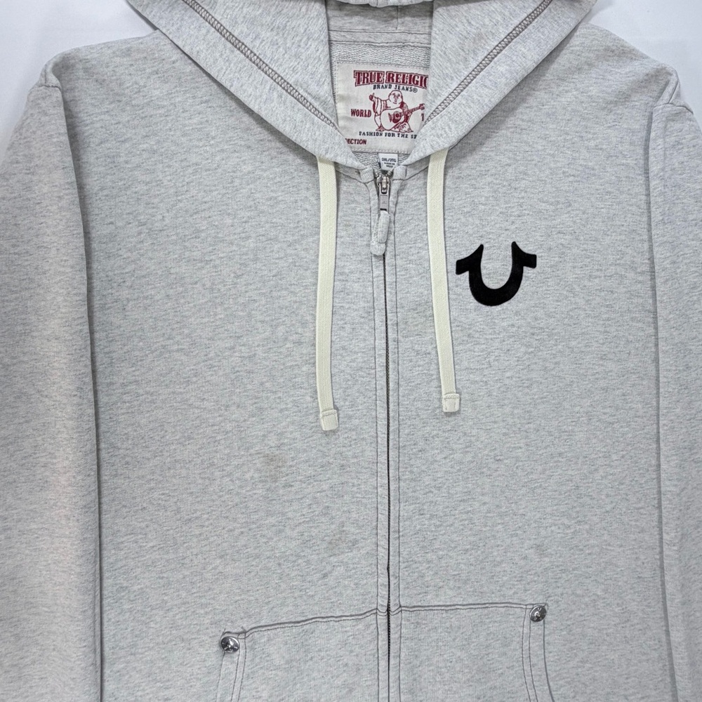 True Religion Classic Logo Front Zip Hoodie Size 2XL Men's - Picture 3 of 16